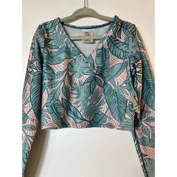 ART CLASS Girl’s Tropical Long Sleeve Swim Top / Size: 6-6X - Picture 5 of 5